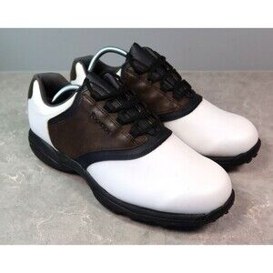 FootJoy Greenjoys Golf Shoes Spiked Saddle White Brown Mens Size 11.5 W Lace Up
